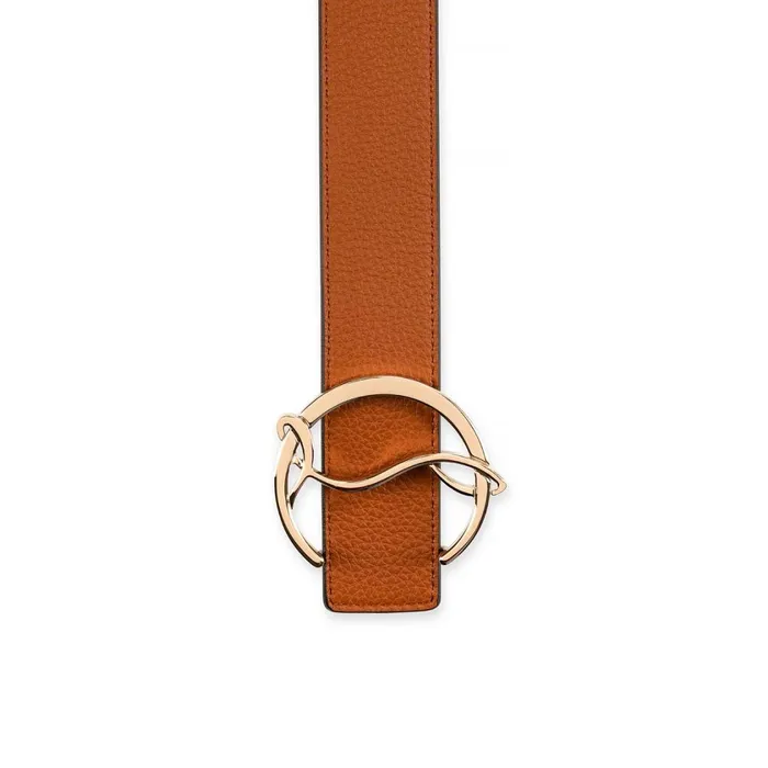 Women CL Logo Belt Belt 8211 Calf Leather 8211 Coconut Brown Christian Louboutin Belts
