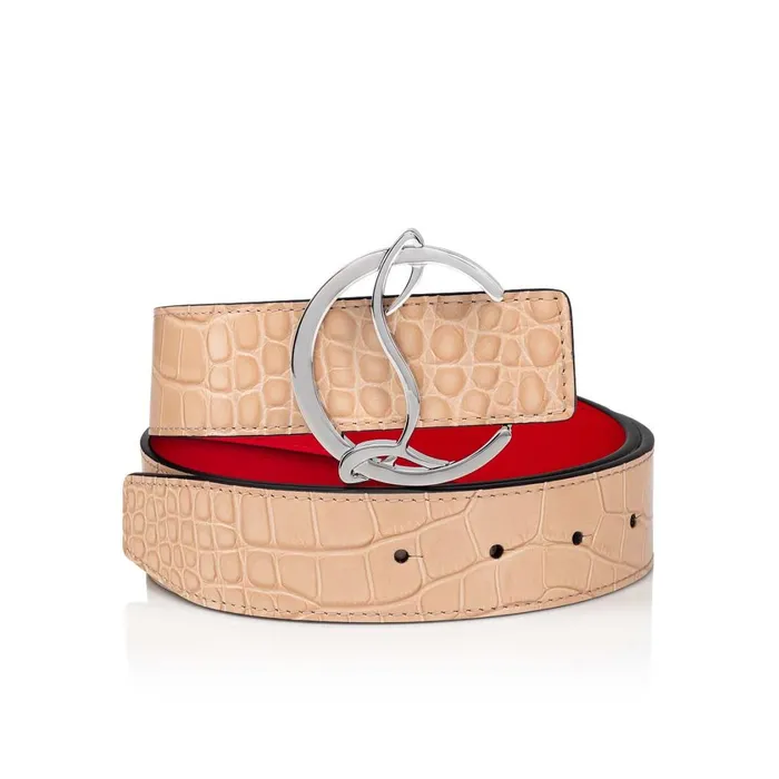 Women CL Logo Belt Belt 8211 Calf Leather 8211 Nougat Nude Christian Louboutin Belts Women CL Logo Belt Belt 8211 Calf Leather 8211 Nougat Nude Christian Louboutin Belts
