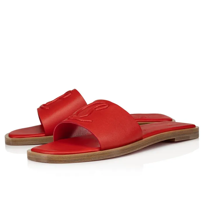 Women CL Mule Mules 8211 Calf Leather 8211 Loubi Red Christian Louboutin Sandals and Slides Women CL Mule Mules 8211 Calf Leather 8211 Loubi Red Christian Louboutin Sandals and Slides