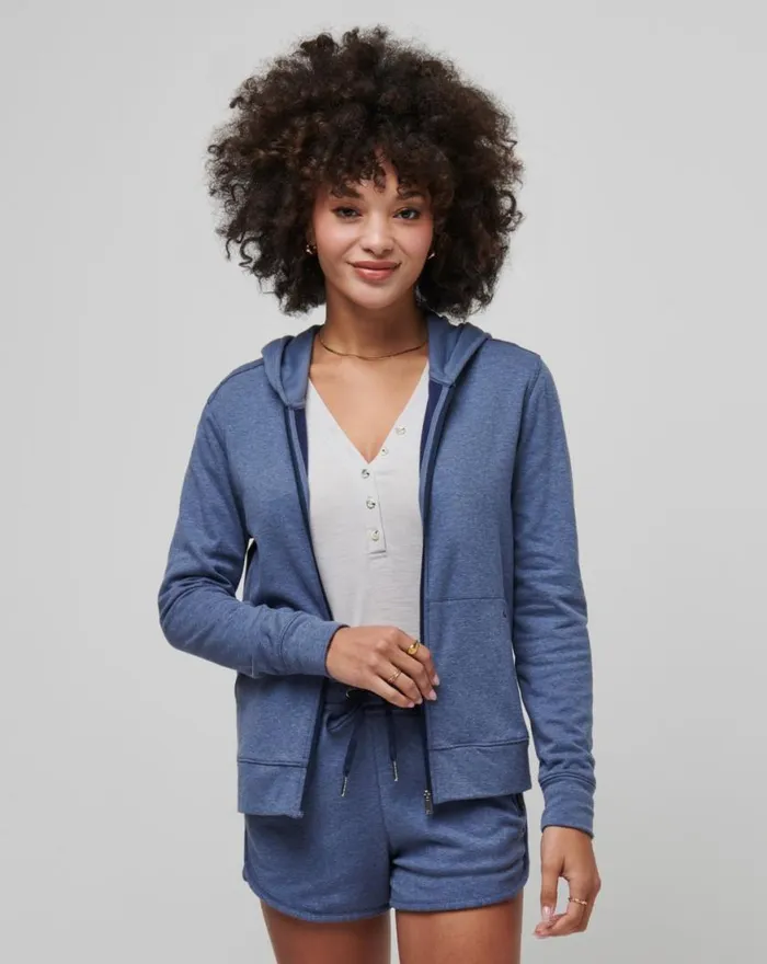 Women CLOUD FLEECE FULL ZIP HOODIE Heather Navy TravisMathew Hoodies and Pullovers Women CLOUD FLEECE FULL ZIP HOODIE Heather Navy TravisMathew Hoodies and Pullovers