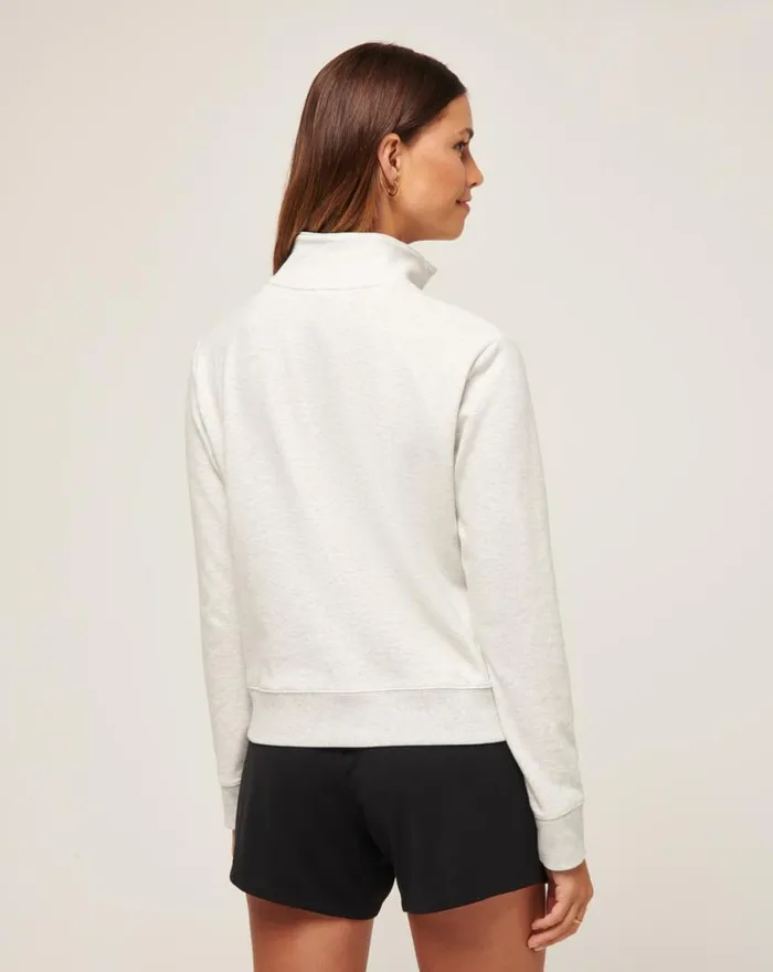 Women CLOUD FLEECE HALF ZIP Heather Light Grey TravisMathew Hoodies and Pullovers