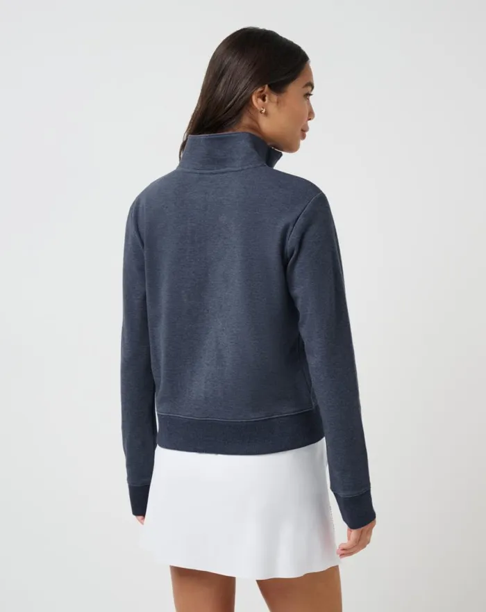 Women CLOUD FLEECE HALF ZIP Heather Navy Blazer TravisMathew Hoodies and Pullovers