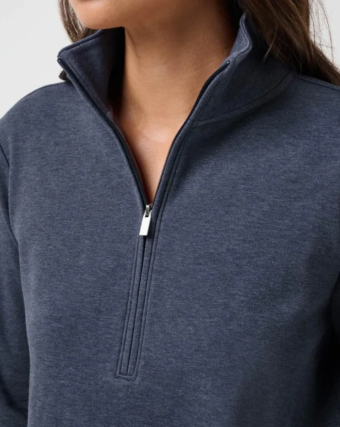 Women CLOUD FLEECE HALF ZIP Heather Navy Blazer TravisMathew Hoodies and Pullovers