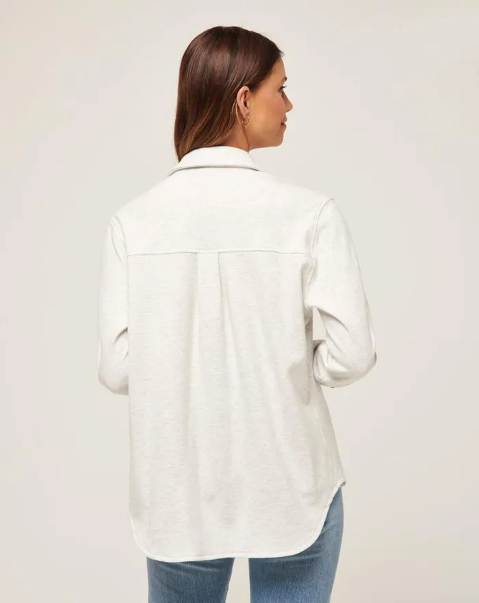 Women CLOUD FLEECE SHACKET Heather Light Grey TravisMathew Jackets