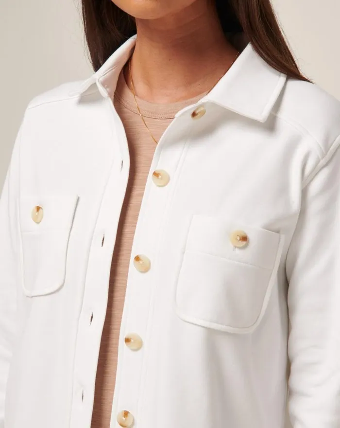 Women CLOUD FLEECE SHACKET White TravisMathew Jackets