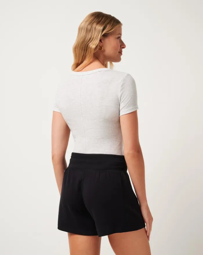 Women CLOUD RIB SHORT SLEEVE TOP Heather Light Grey TravisMathew Shirts and Tops