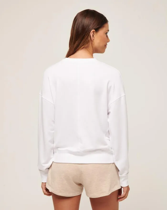 Women CLOUD TERRY CREW White TravisMathew Hoodies and Pullovers