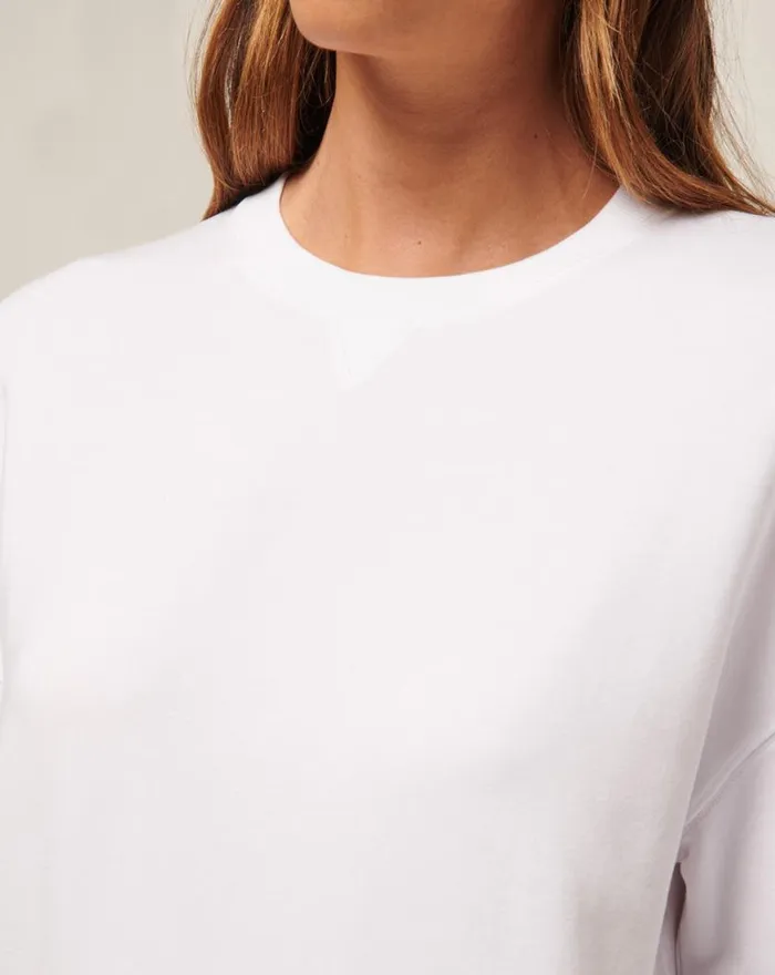 Women CLOUD TERRY CREW White TravisMathew Hoodies and Pullovers