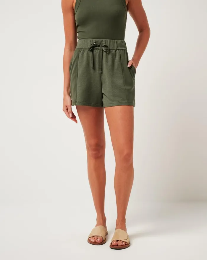 Women CLOUD TERRY RIB SHORT Heather Clover TravisMathew Shorts