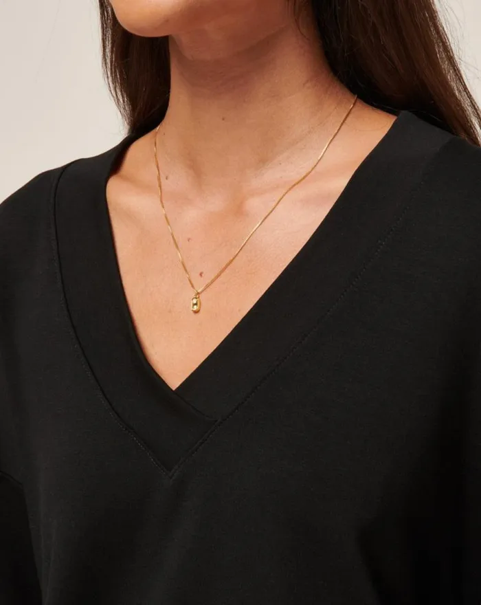 Women CLOUD TERRY VNECK TOP Black TravisMathew Shirts and Tops