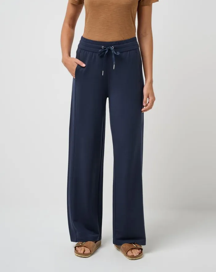 Women CLOUD TERRY WIDE LEG PANT Navy Blazer TravisMathew Pants