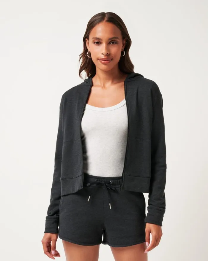 Women CLOUD ZIP HOOD 20 Heather Black TravisMathew Hoodies and Pullovers