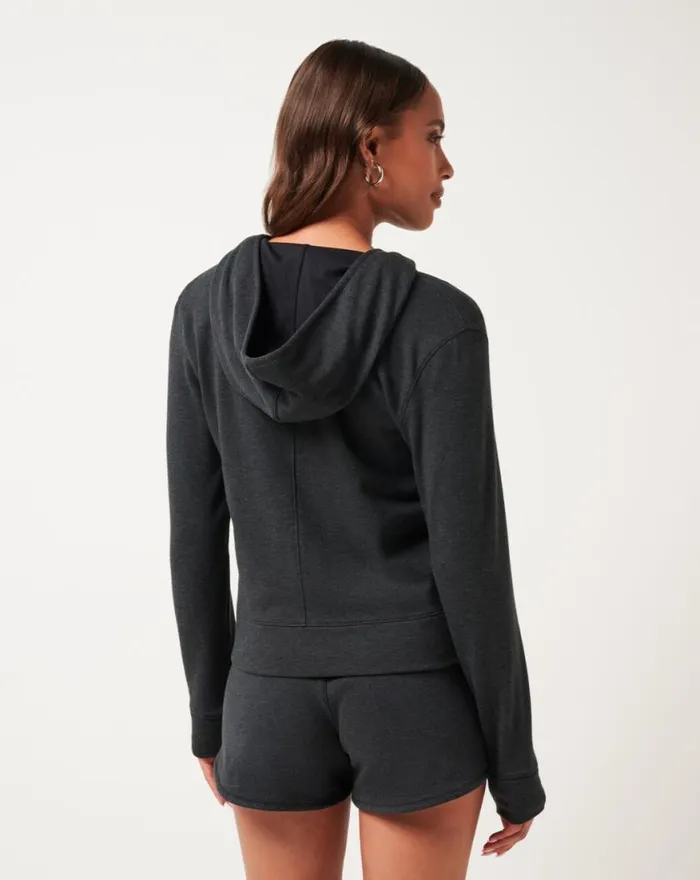 Women CLOUD ZIP HOOD 20 Heather Black TravisMathew Hoodies and Pullovers