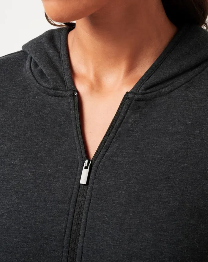 Women CLOUD ZIP HOOD 20 Heather Black TravisMathew Hoodies and Pullovers