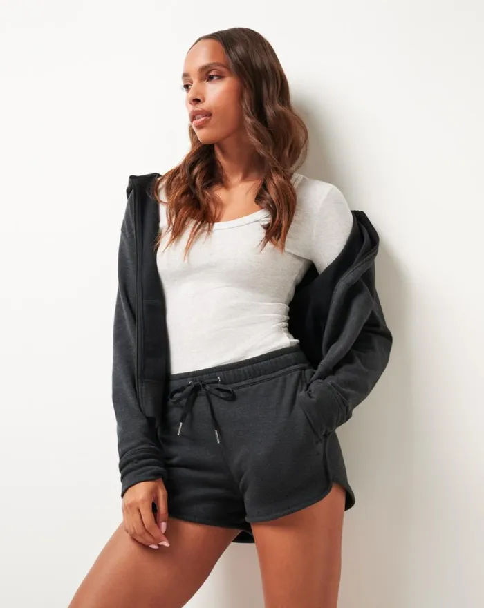 Women CLOUD ZIP HOOD 20 Heather Black TravisMathew Hoodies and Pullovers