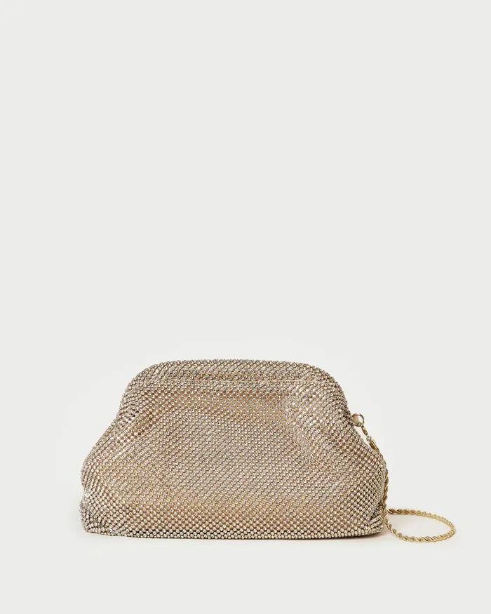 Women Clutches Loeffler Randall Doreen Gold Diamant Frame Pouch