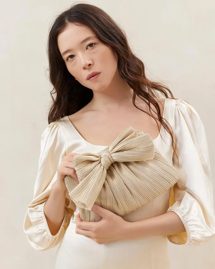 Women Clutches Loeffler Randall Rayne Platinum Bow Clutch Women Clutches Loeffler Randall Rayne Platinum Bow Clutch