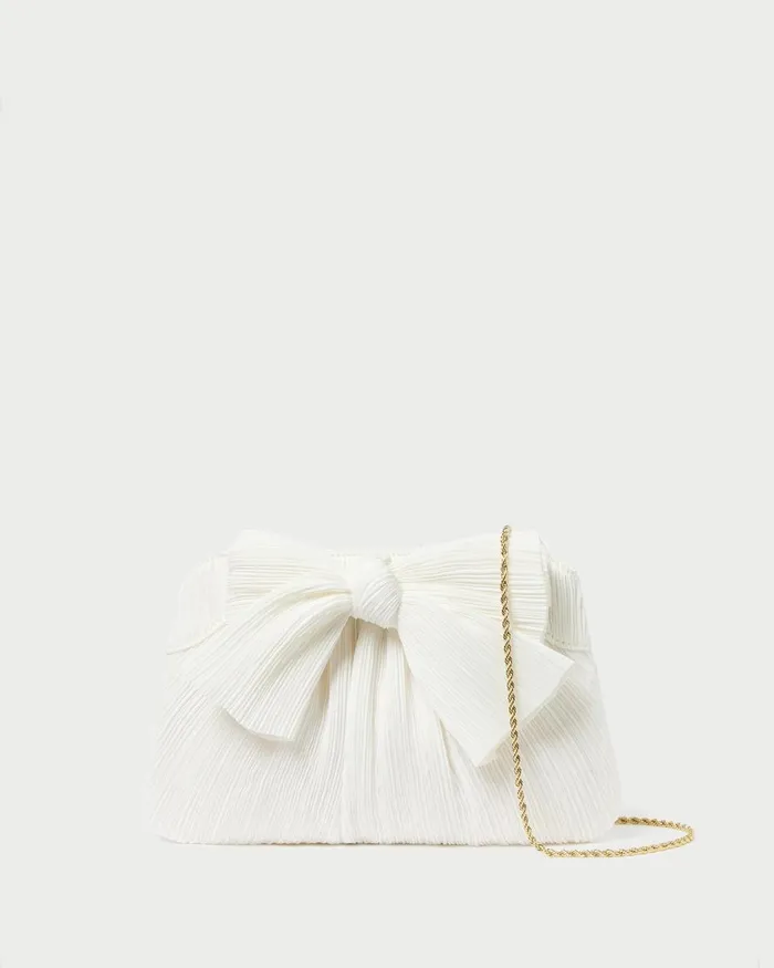 Women Clutches Loeffler Randall Rayne White Pleated Bow Clutch I Clutches I Handbags Women Clutches Loeffler Randall Rayne White Pleated Bow Clutch I Clutches I Handbags