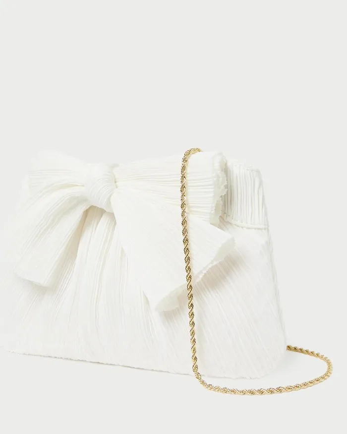 Women Clutches Loeffler Randall Rayne White Pleated Bow Clutch I Clutches I Handbags Women Clutches Loeffler Randall Rayne White Pleated Bow Clutch I Clutches I Handbags