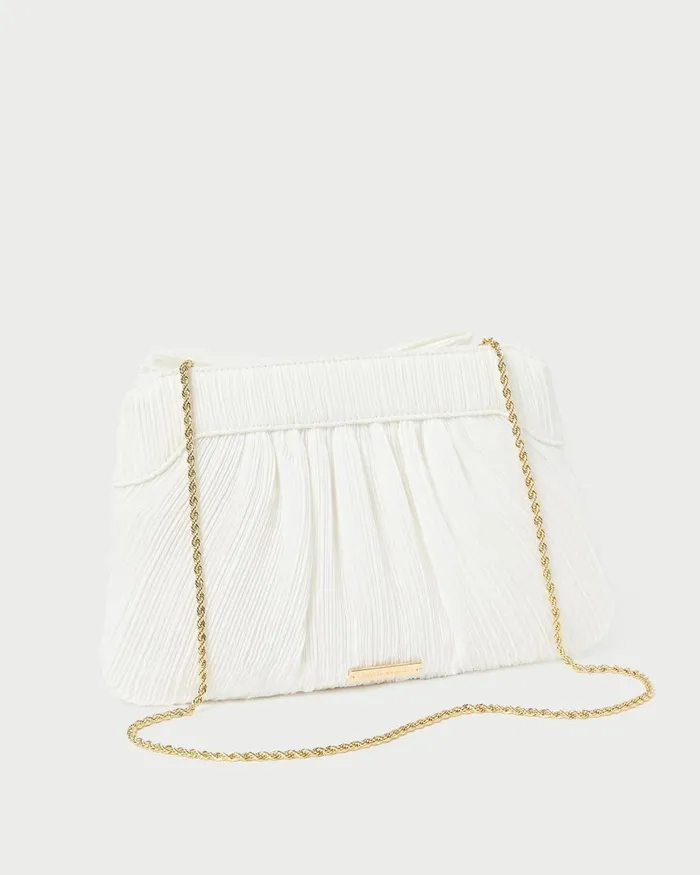 Women Clutches Loeffler Randall Rayne White Pleated Bow Clutch I Clutches I Handbags Women Clutches Loeffler Randall Rayne White Pleated Bow Clutch I Clutches I Handbags