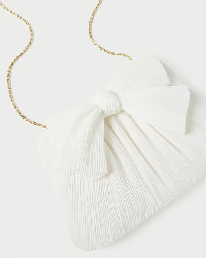 Women Clutches Loeffler Randall Rayne White Pleated Bow Clutch I Clutches I Handbags Women Clutches Loeffler Randall Rayne White Pleated Bow Clutch I Clutches I Handbags