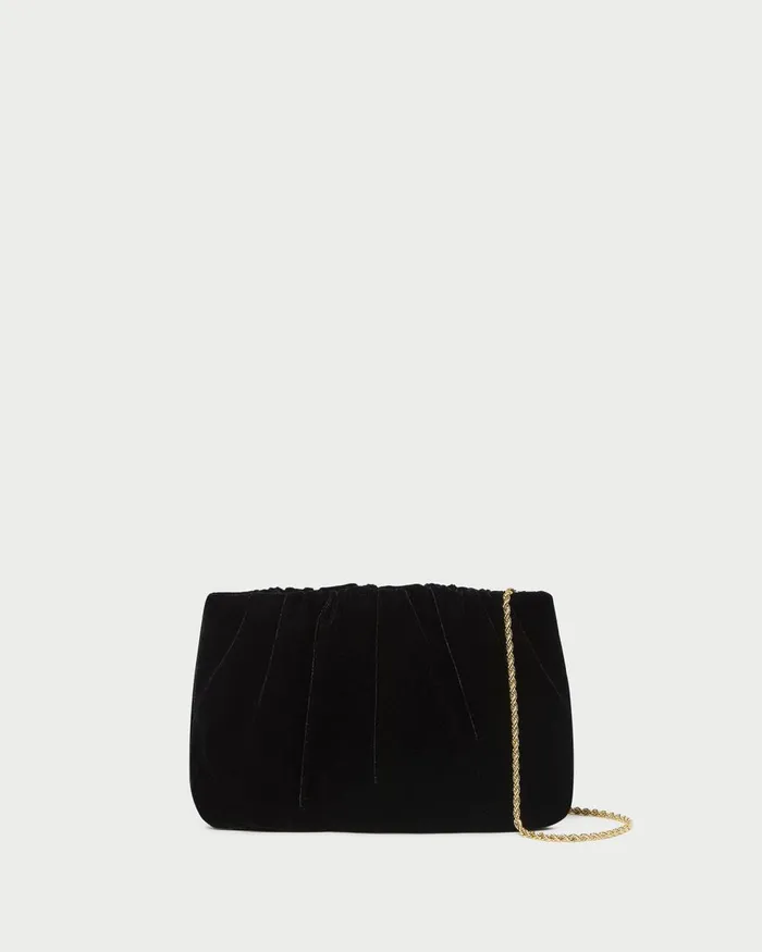 Women Clutches Loeffler Randall Serena Black Gathered Velvet Clutch