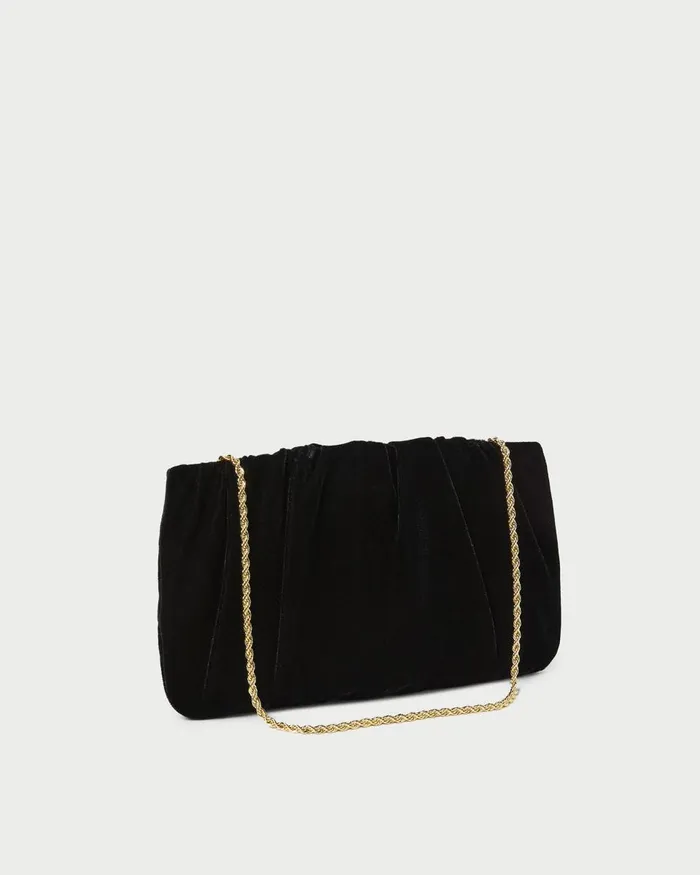 Women Clutches Loeffler Randall Serena Black Gathered Velvet Clutch Women Clutches Loeffler Randall Serena Black Gathered Velvet Clutch