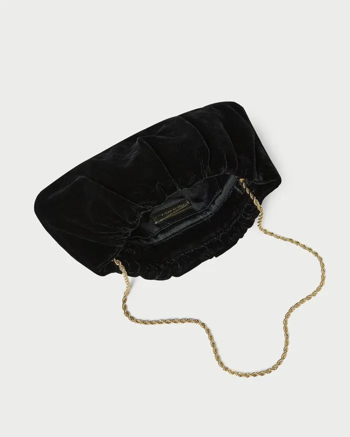 Women Clutches Loeffler Randall Serena Black Gathered Velvet Clutch Women Clutches Loeffler Randall Serena Black Gathered Velvet Clutch