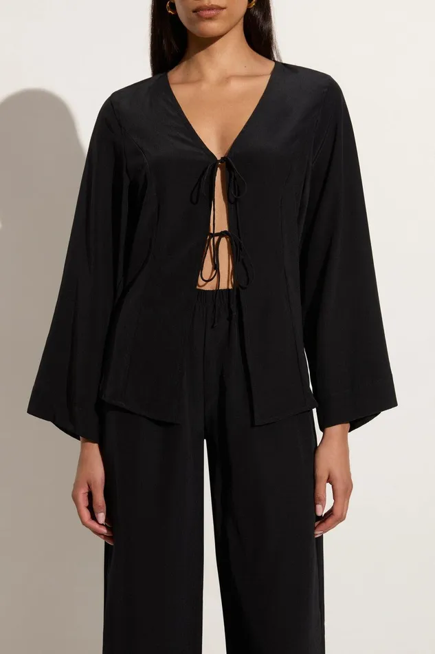 Women Conero Tie Top Black Faithfull The Brand Tops