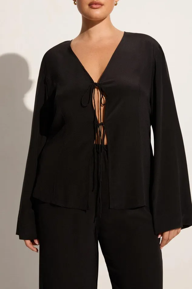 Women Conero Tie Top Black Faithfull The Brand Tops Women Conero Tie Top Black Faithfull The Brand Tops