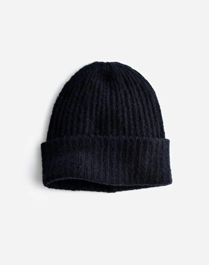 Women CottonBlend Cuffed Beanie True Black Madewell Hats