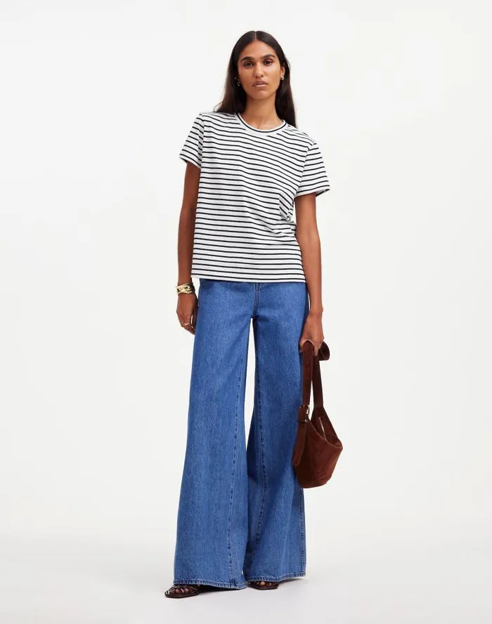 Women Cotton Perfect Crewneck Tee Jet Black Madewell Tees