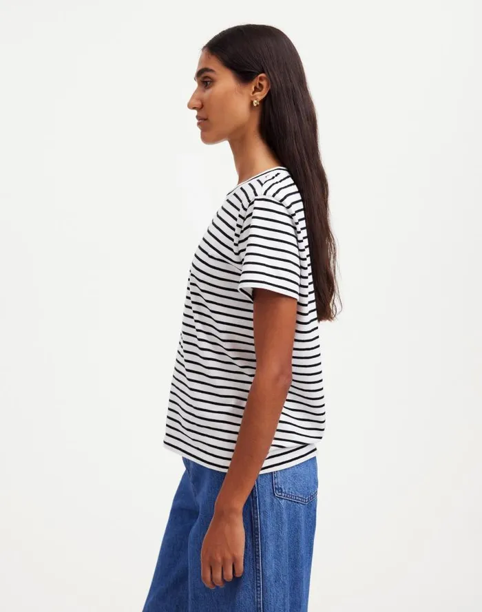 Women Cotton Perfect Crewneck Tee Jet Black Madewell Tees