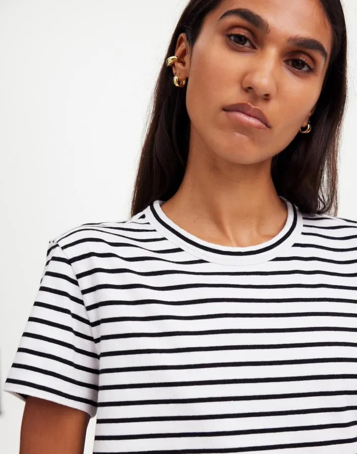 Women Cotton Perfect Crewneck Tee Jet Black Madewell Tees