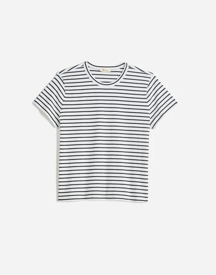 Women Cotton Perfect Crewneck Tee Jet Black Madewell Tees