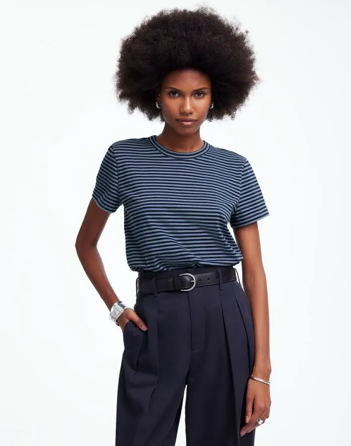 Women Cotton Perfect Crewneck Tee Teapot Blue Madewell Tees