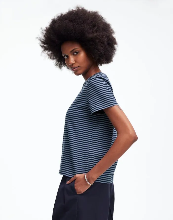 Women Cotton Perfect Crewneck Tee Teapot Blue Madewell Tees