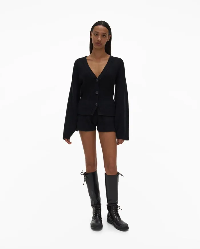 Women Cozy Cardigan Black Helmut Lang Sweaters