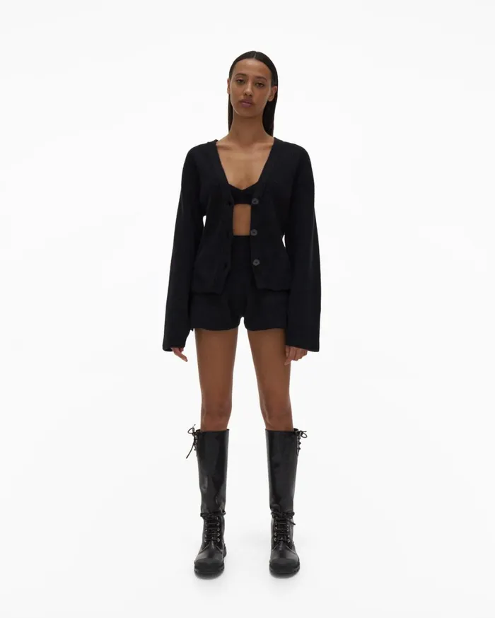 Women Cozy Cardigan Black Helmut Lang Sweaters