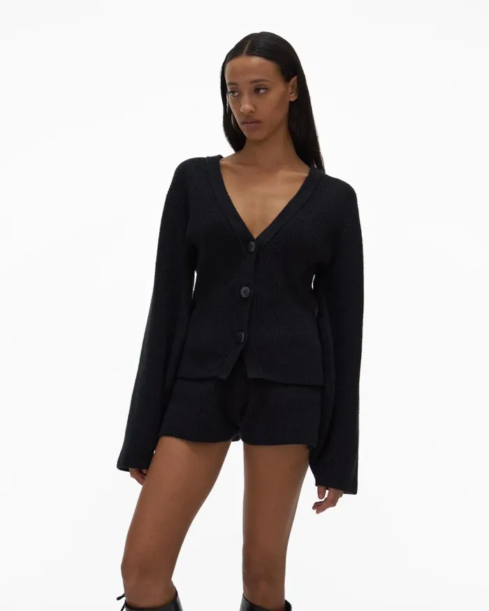 Women Cozy Cardigan Black Helmut Lang Sweaters