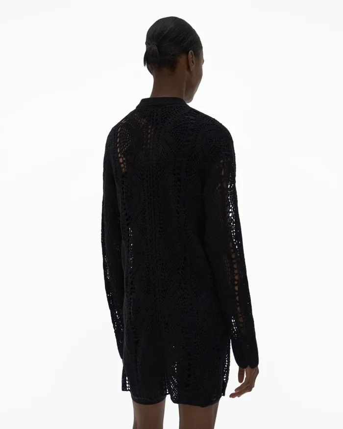 Women Crochet Shirt Black Helmut Lang Tops