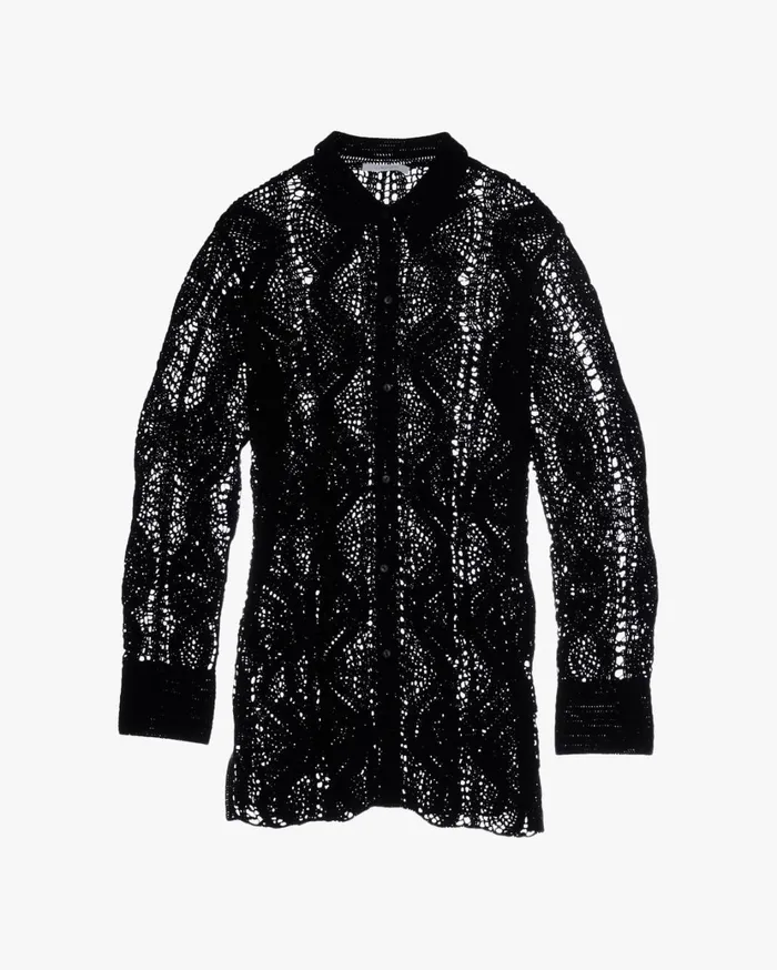 Women Crochet Shirt Black Helmut Lang Tops