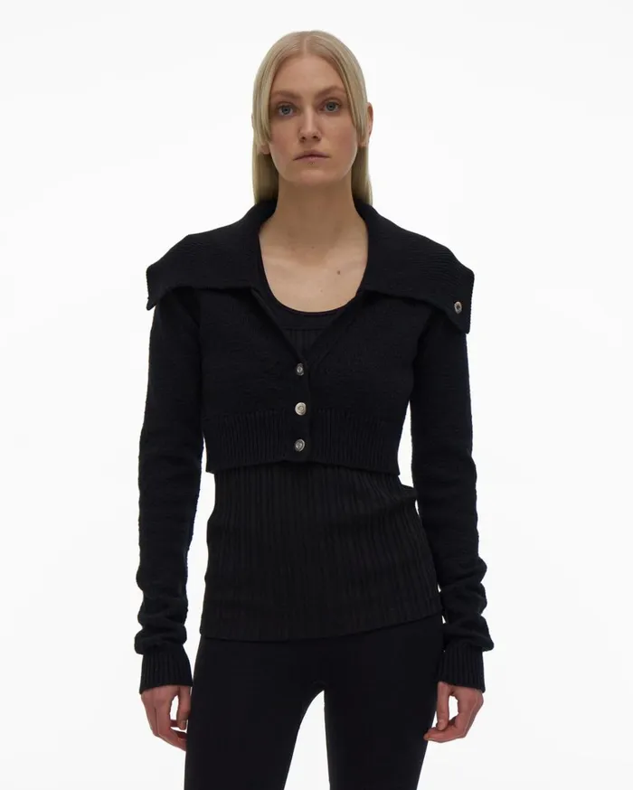 Women Cropped Cardigan Black Helmut Lang Sweaters