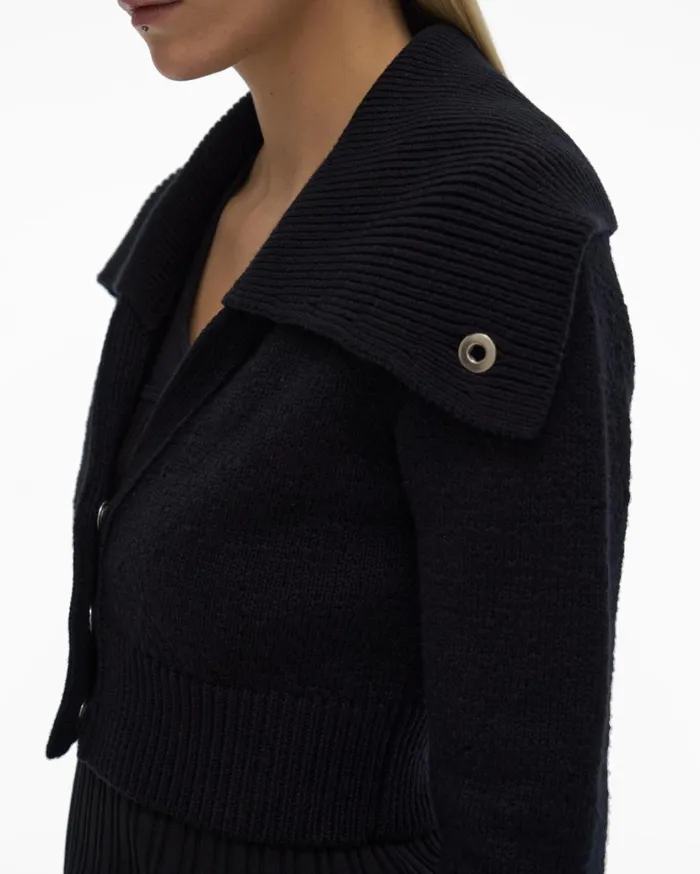 Women Cropped Cardigan Black Helmut Lang Sweaters