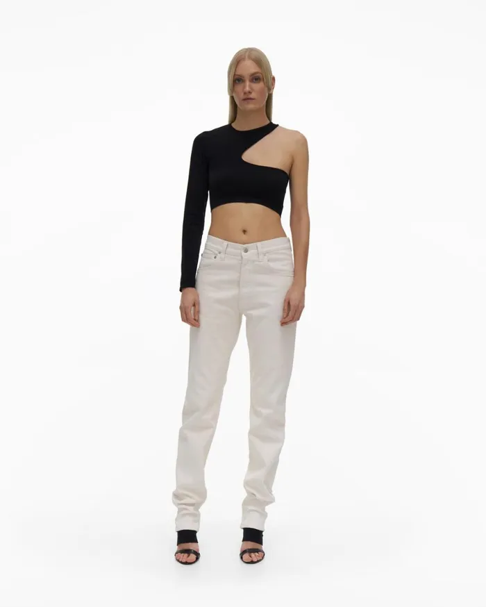 Women Cropped Cutout Top Black Helmut Lang Tops