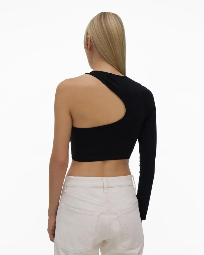 Women Cropped Cutout Top Black Helmut Lang Tops