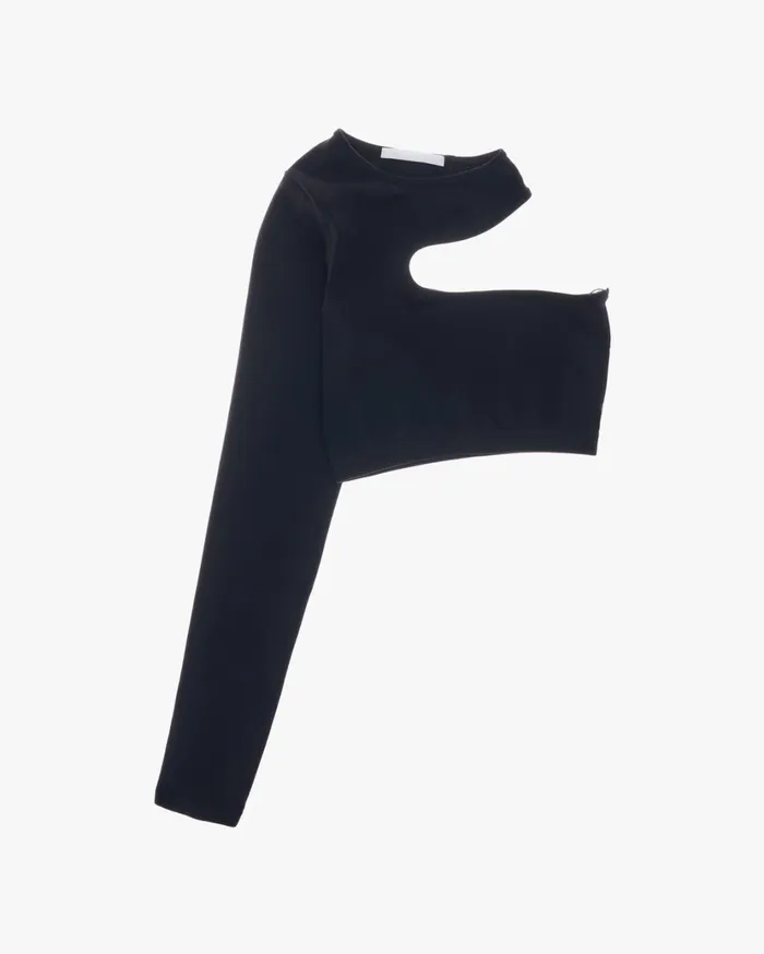 Women Cropped Cutout Top Black Helmut Lang Tops