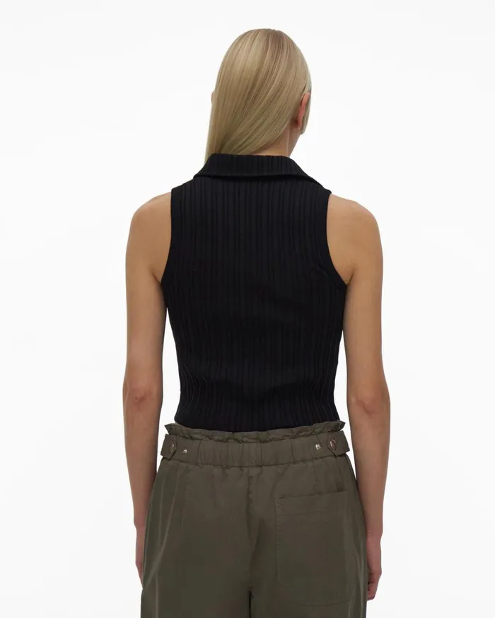 Women Cropped Polo Black Helmut Lang Tops