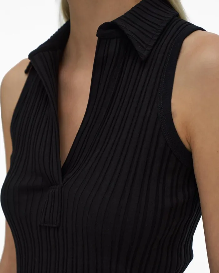 Women Cropped Polo Black Helmut Lang Tops