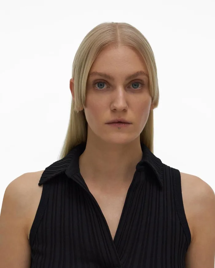 Women Cropped Polo Black Helmut Lang Tops